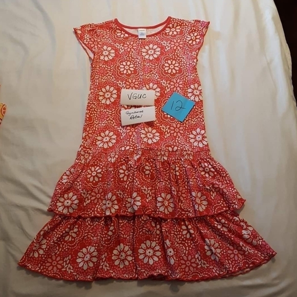 Gymboree girls size 12 dress has defect, cap sleeve 2 tiered skirt VGUC - Picture 1 of 7